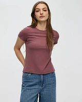 Ribbed Fitted Crew Neck T-Shirt
