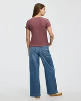 Ribbed Fitted Crew Neck T-Shirt