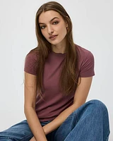 Ribbed Fitted Crew Neck T-Shirt