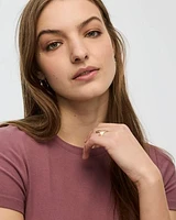 Ribbed Fitted Crew Neck T-Shirt