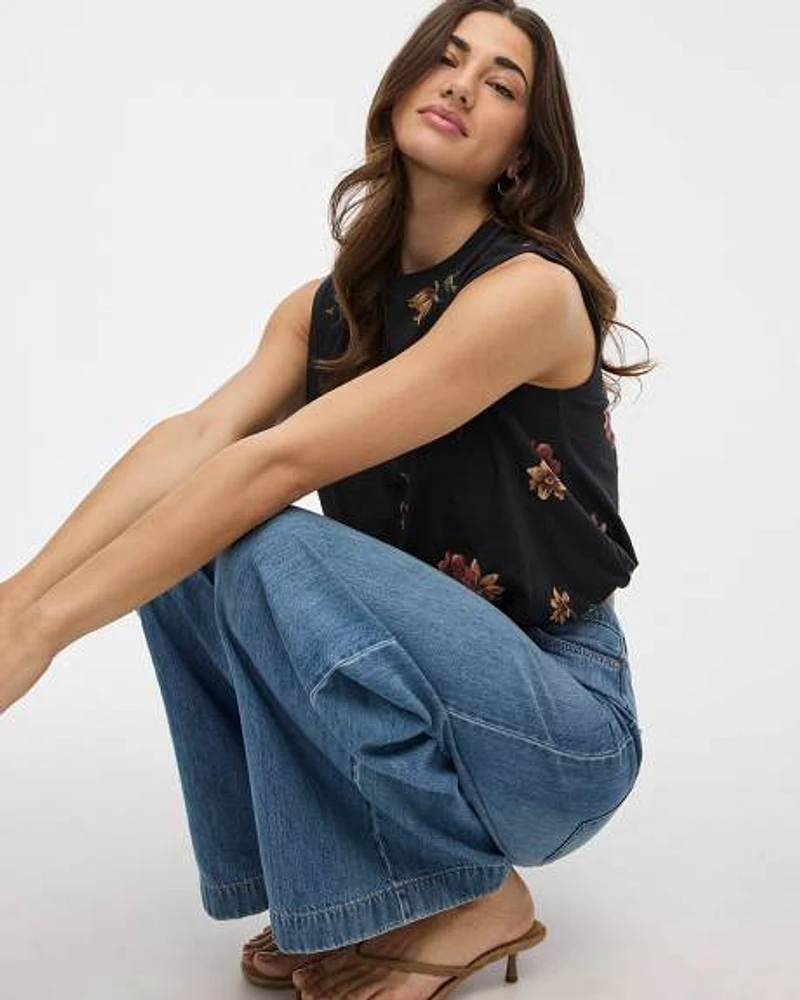 Crew-Neck Tank with Bubble Hem