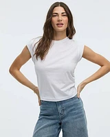 Short-Sleeve Crew-Neck Tee with Shirred Sides