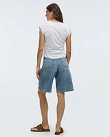 Short-Sleeve Crew-Neck Tee with Shirred Sides