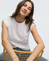 T-shirt à manches courtes et col rond avec fronces latérales