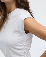 Short-Sleeve Crew-Neck Tee with Shirred Sides