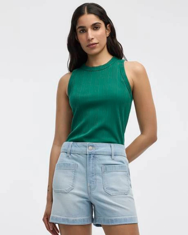 Fitted Crew-Neck Ribbed Tank