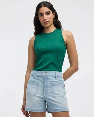 Fitted Crew-Neck Ribbed Tank