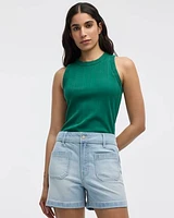 Fitted Crew-Neck Ribbed Tank