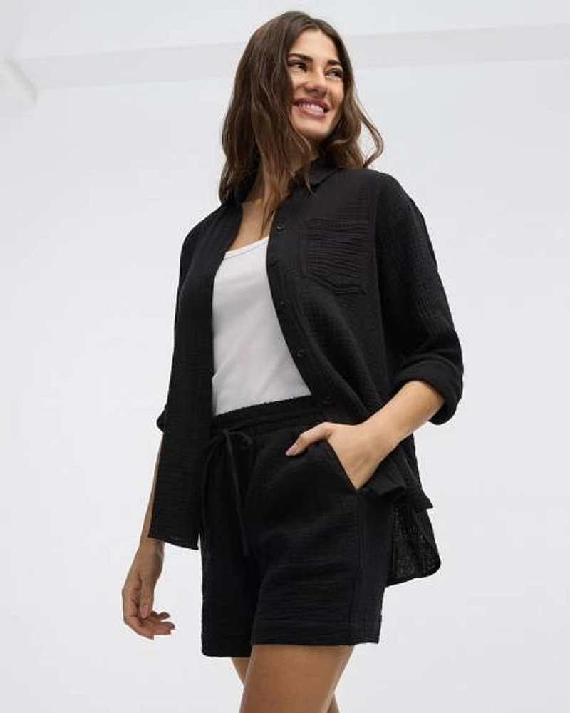 Short en coton avec cordon de serrage