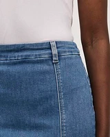 Denim Pull-On Midi Skirt