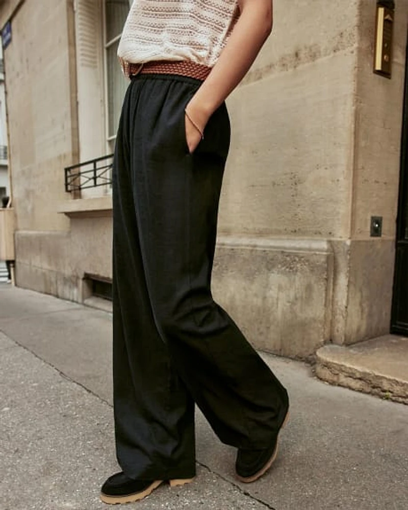 Wide-Leg High-Rise Linen Pant