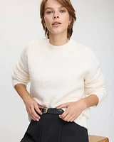 Long-Sleeve Crew-Neck Loose Bouclé Pullover