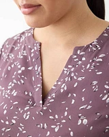 Cap-Sleeve Blouse with Split Neckline