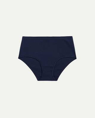 Solid Ribbed Full Brief Panties