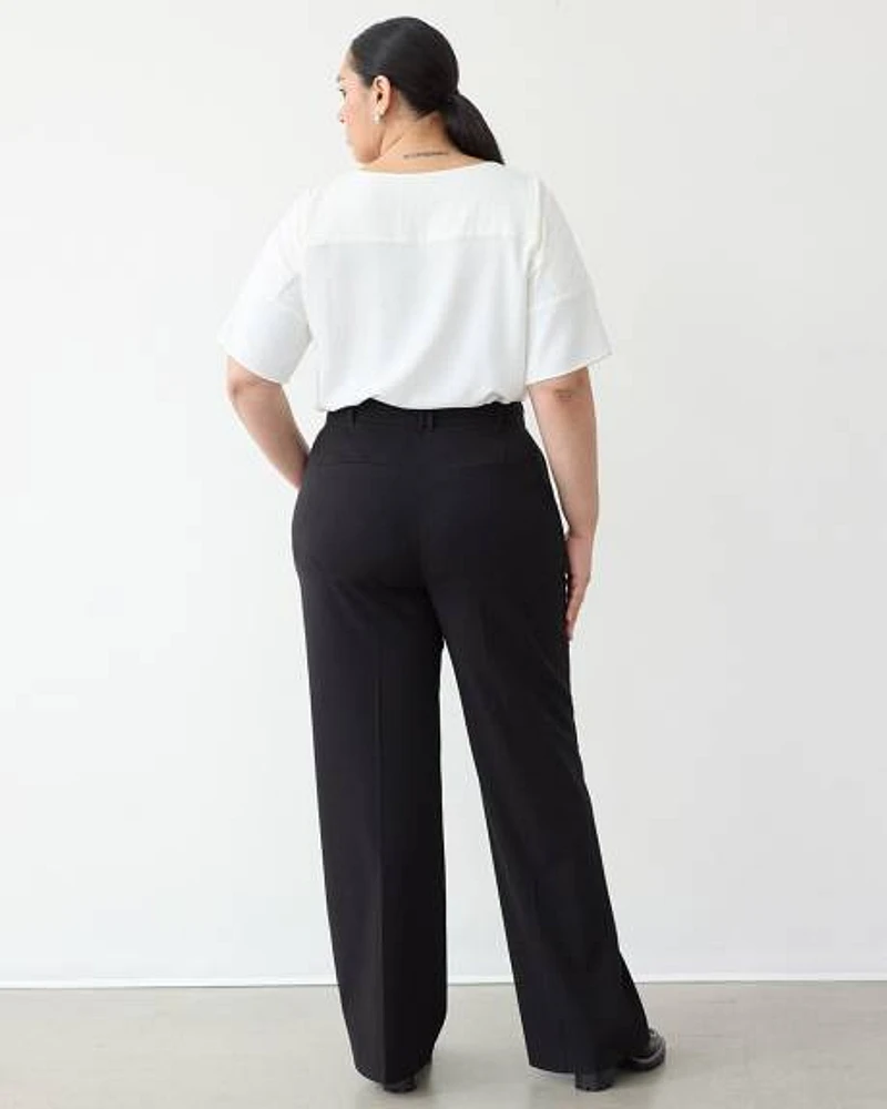 Pantalon à jambe droite et taille haute