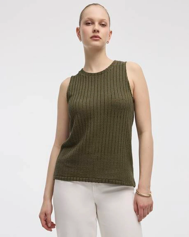 Crew-Neck Crochet Tank