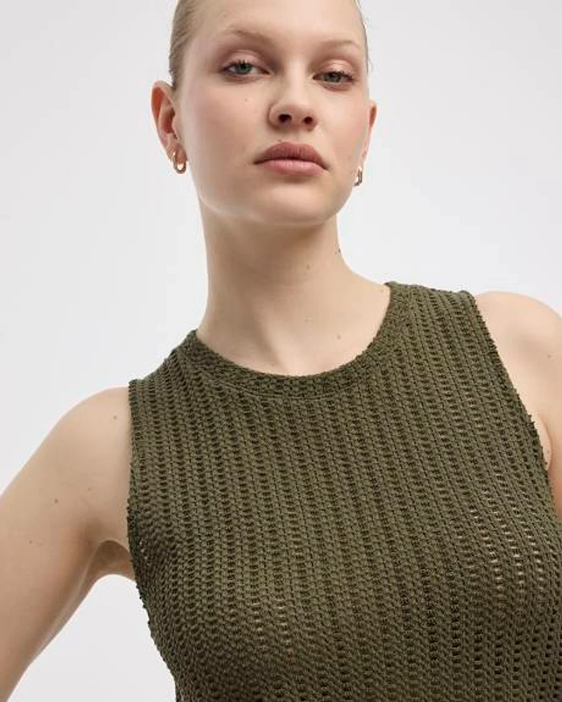 Crew-Neck Crochet Tank