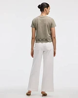 Crew-Neck T-Shirt with Embroidered Hem