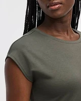 Extended-Sleeve Crew-Neck Midi Dress