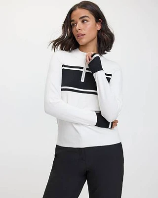 Long-Sleeve Crew-Neck Sweater with Half-Zip