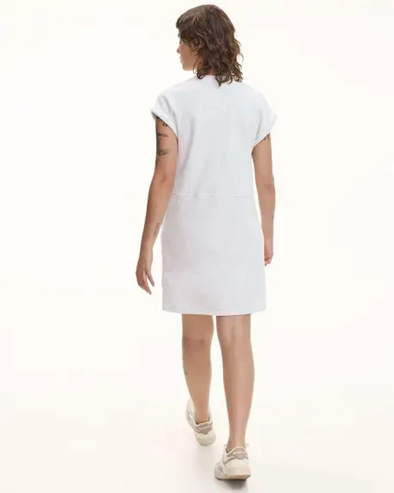 Extended-Sleeve Crew-Neck Dress with Pockets