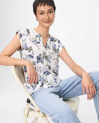 Cap Sleeve Split Neck Blouse