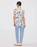 Cap Sleeve Split Neck Blouse