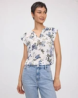 Cap Sleeve Split Neck Blouse
