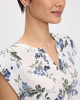 Cap Sleeve Split Neck Blouse