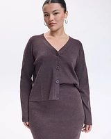 Long-Sleeve V-Neck Buttoned-Down Cardigan