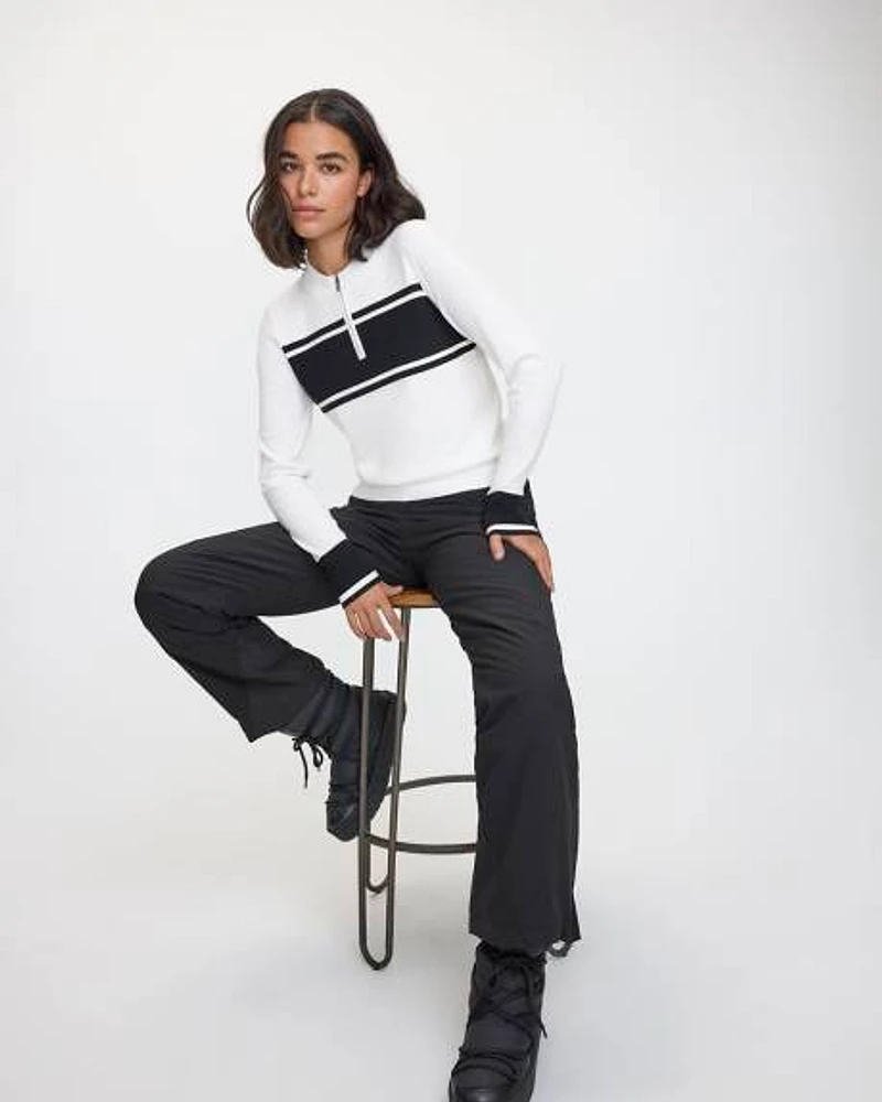 Long-Sleeve Crew-Neck Sweater with Half-Zip