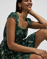 Cap-Sleeve Mini Dress with Square Neckline