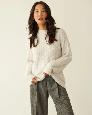 Long-Sleeve Mock-Neck Sweater with Shimmery Effect