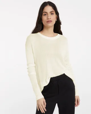 Pull semi-transparent à col rond