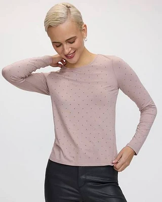 Long-Sleeve Crew-Neck Studded Top