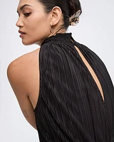 Straight-Leg Sleeveless Jumpsuit with Halter Mock Neckline