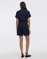 Linen-Blend Shorts with Elastic Waistband