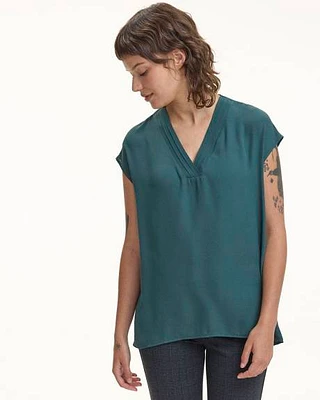 Short-Sleeve V-Neck Blouse