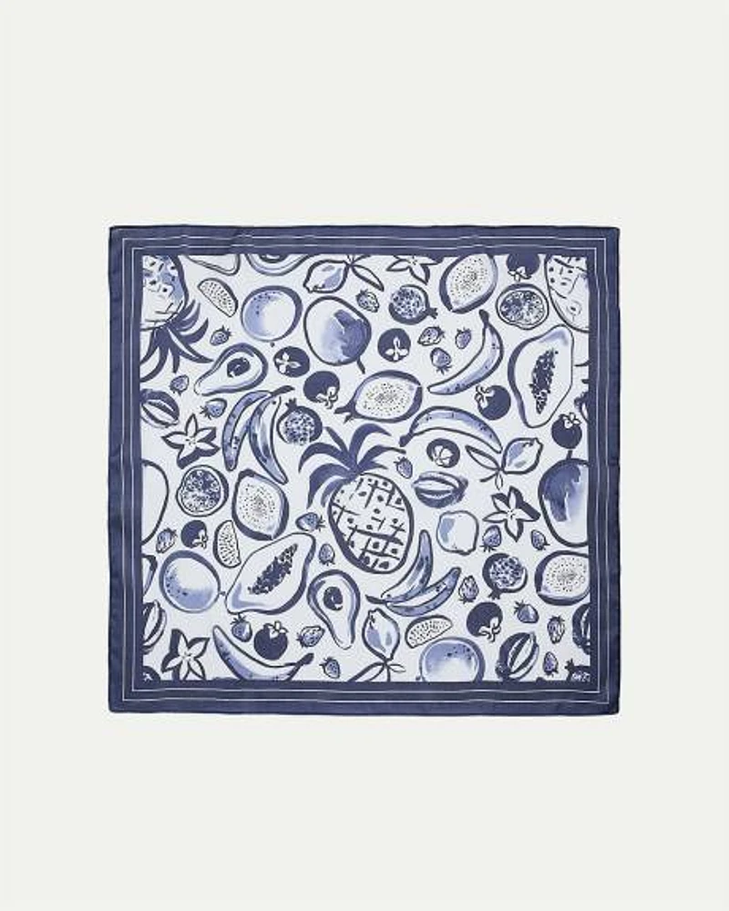 Foulard carré avec motif de fruits