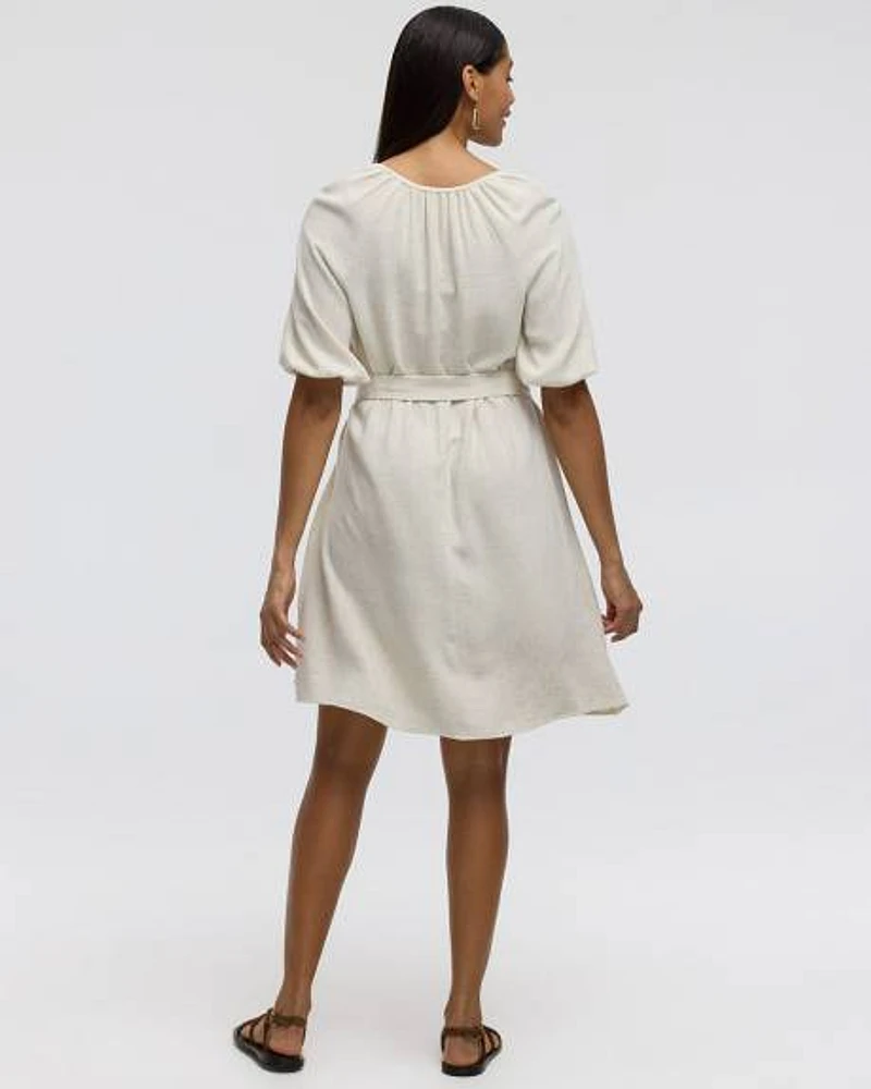 Puffy-Elbow-Sleeve Dress with Split Neckline -Toni Fifi. x Reitmans