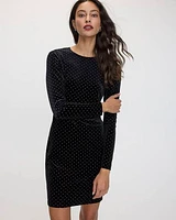 Sparkle Long-Sleeve Bodycon Velvet Dress