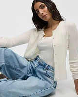 Cardigan côtelé boutonné à manches longues