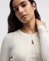 Cardigan côtelé boutonné à manches longues
