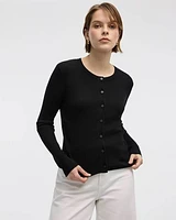 Long-Sleeve Buttoned-Down Ribbed Cardigan