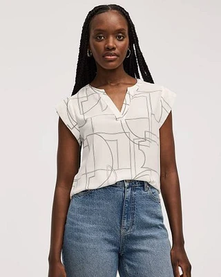 Blouse à manches très courtes et col fendu