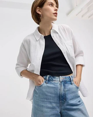Chemise texturée à manches longues