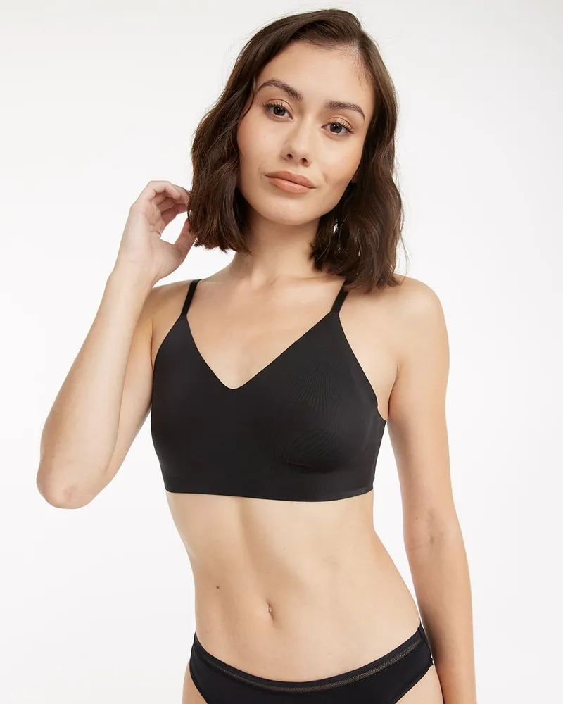 Wireless Plunge Bra With Mesh At Back - Déesse Collection