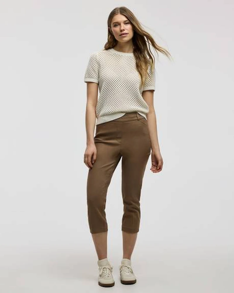 Pantalon capri à jambe étroite et taille haute