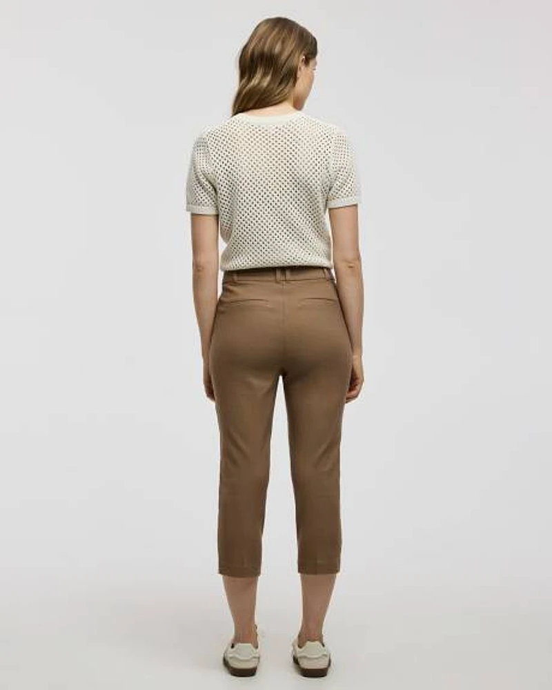 Pantalon capri à jambe étroite et taille haute