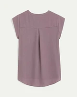 Cap Sleeve Split Neck Blouse